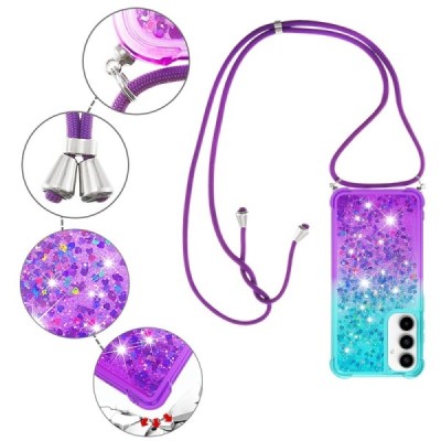 Samsung Galaxy A55 5G (SM-A556) „Strap“ Shine kieto silikono TPU mėlynas violetinis dėklas - nugarėlė | Priedai.lt