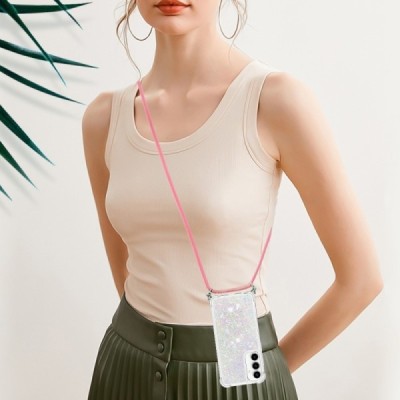 Samsung Galaxy A55 5G (SM-A556) „Strap“ Shine kieto silikono TPU skaidrus dėklas - nugarėlė | Priedai.lt