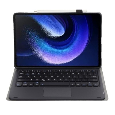 Xiaomi Pad 6 (Pad 6 Pro) atverčiamas juodas odinis dėklas su bluetooth belaide klaviatūra | Priedai.lt