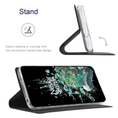 OnePlus 10T „Vili“ atvērams melns ādas maciņš | Vacins.lv