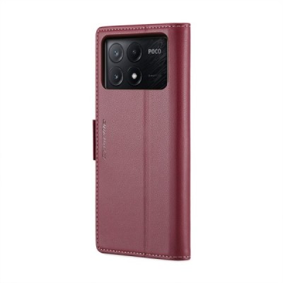 Xiaomi Poco X6 Pro 5G (Redmi K70E) CaseMe Leather solidus atverčiamas bordo odinis dėklas - knygutė | Priedai.lt