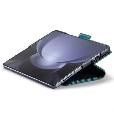 Samsung Galaxy Fold6 5G (SM-F956B) „CaseMe“ Leather solīds atvēramais ādas zaļš maciņš - maks | Vacins.lv