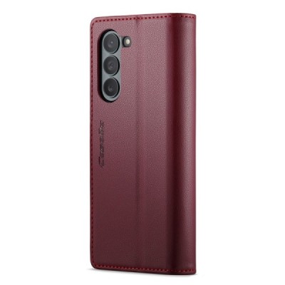 Samsung Galaxy Fold6 5G (SM-F956B) „CaseMe“ Leather solīds atvēramais ādas bordo maciņš - maks | Vacins.lv