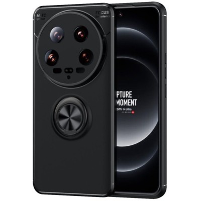 Xiaomi 14 Ultra "FOCUS" Kickstand cieta silikona (TPU) melns apvalks | vacins.lv