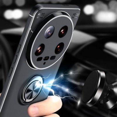 Xiaomi 14 Ultra "FOCUS" Kickstand cieta silikona (TPU) melns apvalks | vacins.lv