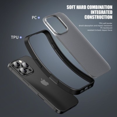 Apple iPhone 16 Pro Max "IPAKY" Matt dzidrs (caurspīdīgs) silikona apvalks (apmales baltā krāsā) | Vacins.lv