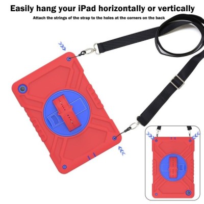 Samsung Galaxy Tab A9+ pastiprinātas aizsardzības krāsains, sarkans (360°) apvalks, vaciņš | Vacins.lv