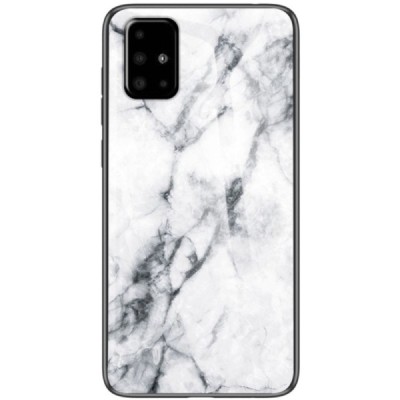 Samsung Galaxy A51 „Marble“ kieto silikono TPU baltas dėklas - nugarėlė | Priedai.lt