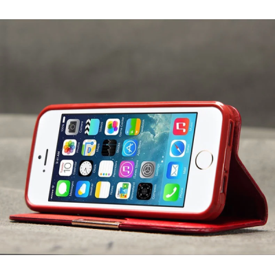 „Kalaideng“ Royale atverčiamas raudonas odinis Apple iPhone SE (5, 5s) dėklas / Priedai.lt