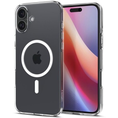 Apple iPhone 16 "Spigen" Liquid Crystal MagFit dzidrs, caurspīdīgs cieta silikona apvalks | vacins.lv