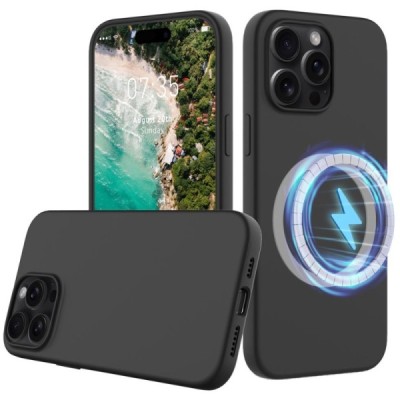 Apple iPhone 16 Pro "Shell" MagSafe cieta silikona (TPU) melns apvalks | vacins.lv