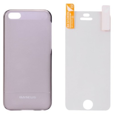 Ploniausias pasaulyje Baseus plastikinis skaidrus Apple iPhone 5C juodas dėklas - nugarėlė / Priedai.lt