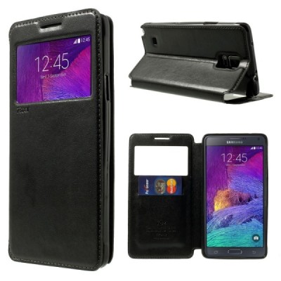 Roar Noble atverčiamas Samsung Galaxy Note 4 (N910) juodas odinis dėklas / Priedai.lt