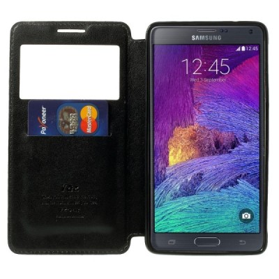 Roar Noble atverčiamas Samsung Galaxy Note 4 (N910) juodas odinis dėklas / Priedai.lt