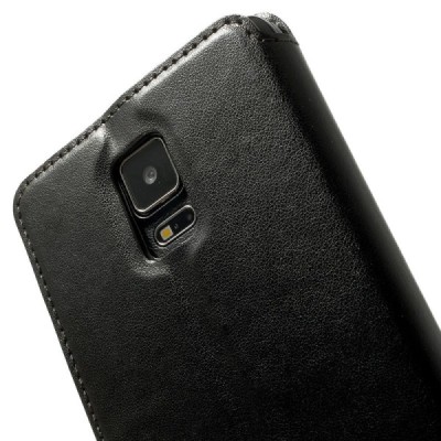 Roar Noble atverčiamas Samsung Galaxy Note 4 (N910) juodas odinis dėklas / Priedai.lt