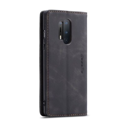 OnePlus 8 Pro CaseMe Retro solīds atvēramais ādas melns maciņš - maks | Vacins.lv