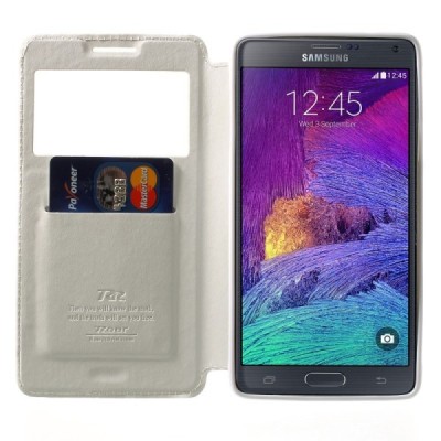 Roar Noble atverčiamas Samsung Galaxy Note 4 (N910) baltas odinis dėklas / Priedai.lt