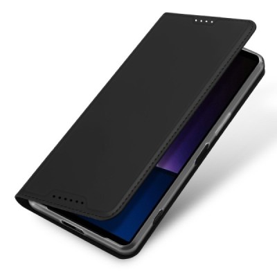 Sony Xperia 1 VI „Dux Ducis“ Skin sērijas melns ādas atvērams maciņš | Vacins.lv