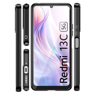 Xiaomi Redmi 13C / Poco C65 "Carbon" cieta silikona (TPU) melns apvalks | Vacins.lv