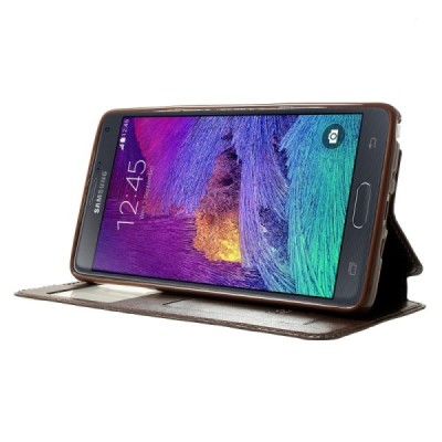 Roar Noble atverčiamas Samsung Galaxy Note 4 (N910) rudas odinis dėklas / Priedai.lt