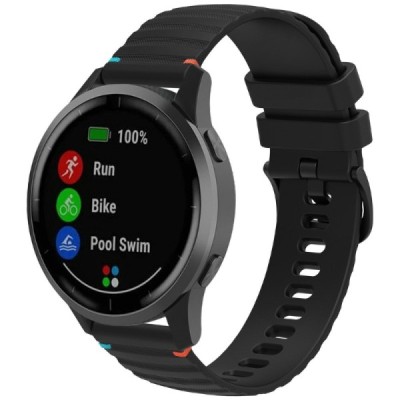 Wave išmaniojo laikrodžio (Samsung Galaxy Watch3, Gear, Watch GT) kieto silikono (TPU) juoda apyrankė | Priedai.lt