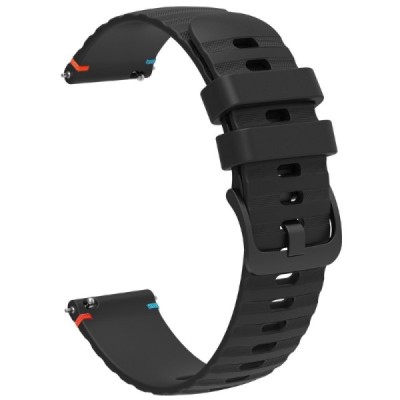 Wave išmaniojo laikrodžio (Samsung Galaxy Watch3, Gear, Watch GT) kieto silikono (TPU) juoda apyrankė | Priedai.lt