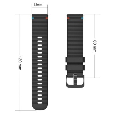 Wave išmaniojo laikrodžio (Samsung Galaxy Watch3, Gear, Watch GT) kieto silikono (TPU) juoda apyrankė | Priedai.lt