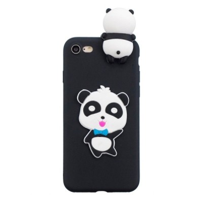 Apple iPhone 7 (iPhone 8, SE 2020) „Squezy“ Boy Panda cieta silikona (TPU) melns apvalks | vacins.lv