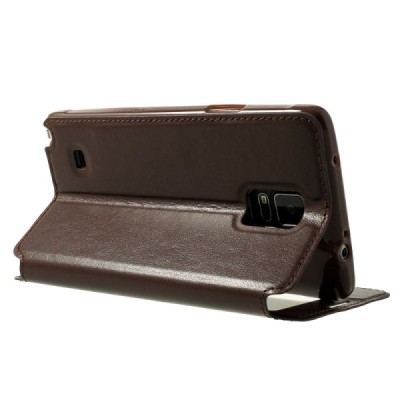 Roar Noble atverčiamas Samsung Galaxy Note 4 (N910) rudas odinis dėklas / Priedai.lt