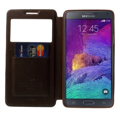 Roar Noble atverčiamas Samsung Galaxy Note 4 (N910) rudas odinis dėklas / Priedai.lt