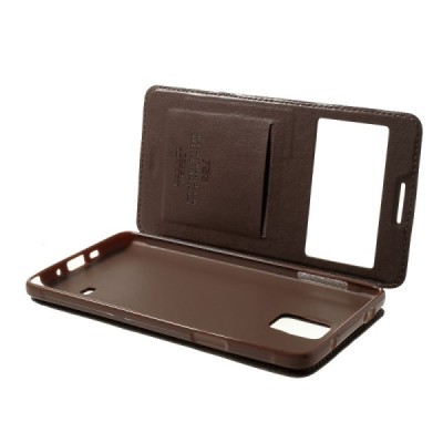Roar Noble atverčiamas Samsung Galaxy Note 4 (N910) rudas odinis dėklas / Priedai.lt