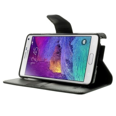 Mercury Sonata atverčiamas Samsung Galaxy Note 4 (N910) juodas odinis dėklas - piniginė / Priedai.lt