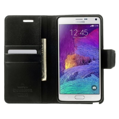 Mercury Sonata atverčiamas Samsung Galaxy Note 4 (N910) juodas odinis dėklas - piniginė / Priedai.lt