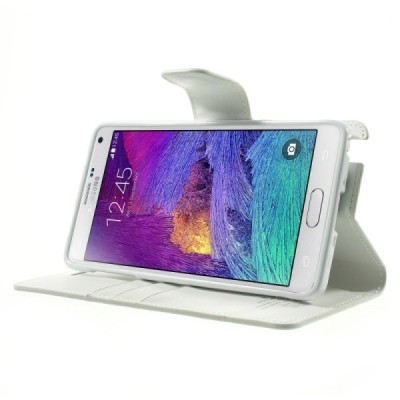 Mercury Sonata atverčiamas Samsung Galaxy Note 4 (N910) baltas odinis dėklas - piniginė / Priedai.lt