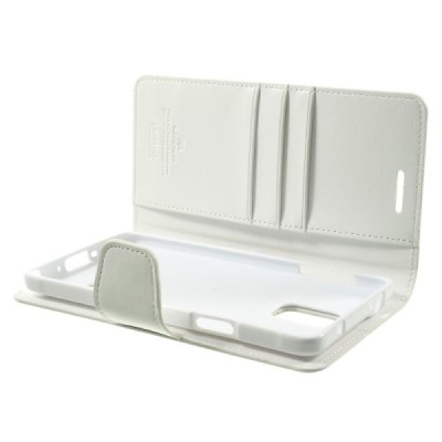 Mercury Sonata atverčiamas Samsung Galaxy Note 4 (N910) baltas odinis dėklas - piniginė / Priedai.lt