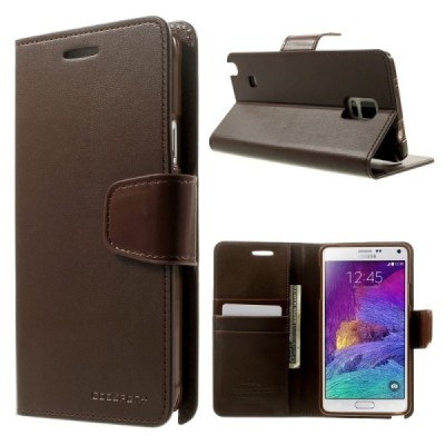 Samsung Galaxy Note 4 (N910) Mercury Sonata atvērams tumši brūns ādas futrālis - maciņš / Vacins.lv