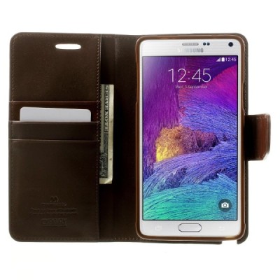 Samsung Galaxy Note 4 (N910) Mercury Sonata atvērams tumši brūns ādas futrālis - maciņš / Vacins.lv