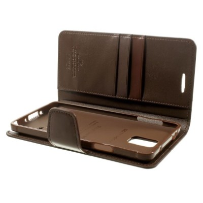 Samsung Galaxy Note 4 (N910) Mercury Sonata atvērams tumši brūns ādas futrālis - maciņš / Vacins.lv