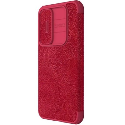 Greznais „Nillkin“ Qin Pro sērijas ādas atvērams sarkans Samsung Galaxy A55 5G (SM-A556) maciņš | Vacins.lv