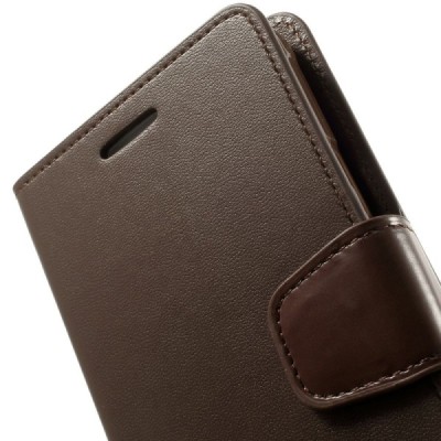 Samsung Galaxy Note 4 (N910) Mercury Sonata atvērams tumši brūns ādas futrālis - maciņš / Vacins.lv