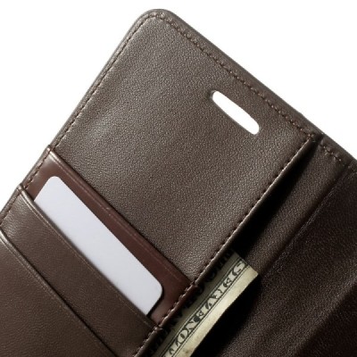 Samsung Galaxy Note 4 (N910) Mercury Sonata atvērams tumši brūns ādas futrālis - maciņš / Vacins.lv