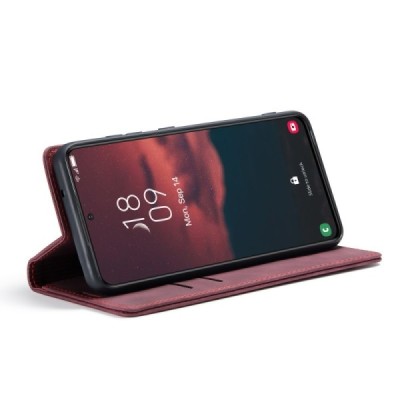 Samsung Galaxy S23 (SM-S911) CaseMe Retro solīds atvēramais ādas bordo maciņš - maks | Vacins.lv