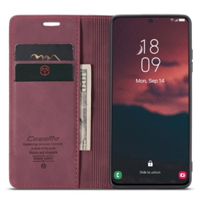 Samsung Galaxy S24 (SM-S921) CaseMe Retro solīds atvēramais ādas bordo maciņš - maks | Vacins.lv
