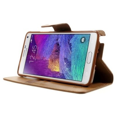 Mercury Sonata atverčiamas Samsung Galaxy Note 4 (N910) šviesiai rudas odinis dėklas - piniginė / Priedai.lt
