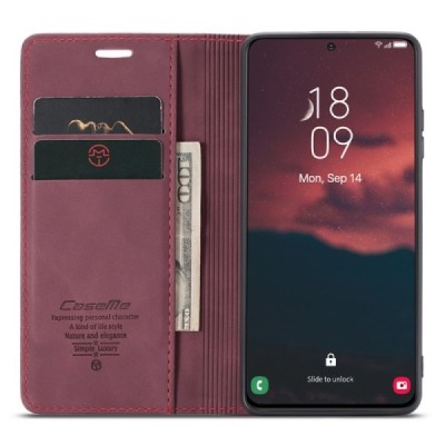 Samsung Galaxy S24+ (SM-S926) CaseMe Retro solīds atvēramais ādas bordo maciņš - maks | Vacins.lv