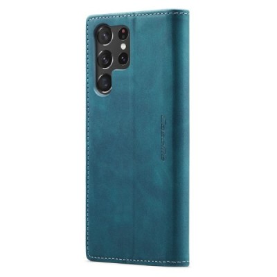Samsung Galaxy S24 Ultra (SM-S928) CaseMe Retro solīds atvēramais ādas zaļš maciņš - maks | Vacins.lv