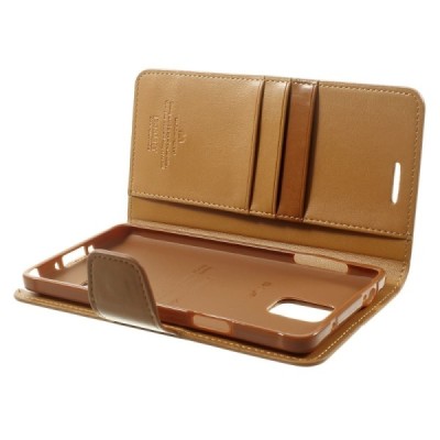 Mercury Sonata atverčiamas Samsung Galaxy Note 4 (N910) šviesiai rudas odinis dėklas - piniginė / Priedai.lt