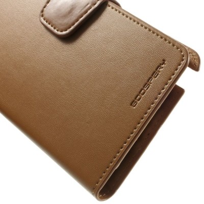 Mercury Sonata atverčiamas Samsung Galaxy Note 4 (N910) šviesiai rudas odinis dėklas - piniginė / Priedai.lt