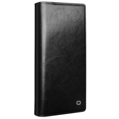 Samsung Galaxy S24 Ultra (SM-S928) „QIALINO“ atvēramais ādas melns maciņš - maks | Vacins.lv