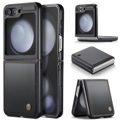 Samsung Galaxy Flip7 FE / Flip6 „CaseMe“ Leather plastic black case - cover | Priedai.lt